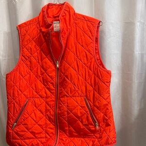 Old Navy Womens Sz Lg Quilted Zip Up Puffer Vest Orange Red